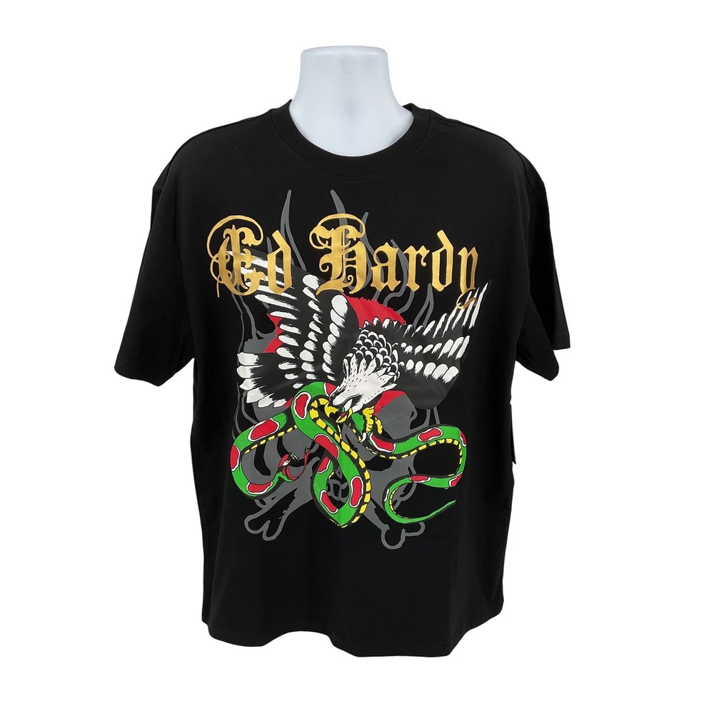 Ed Hardy Graphic Tee Eagle Snake Tattoo‎ Design Short Sleeve T-Shirt L #1179
